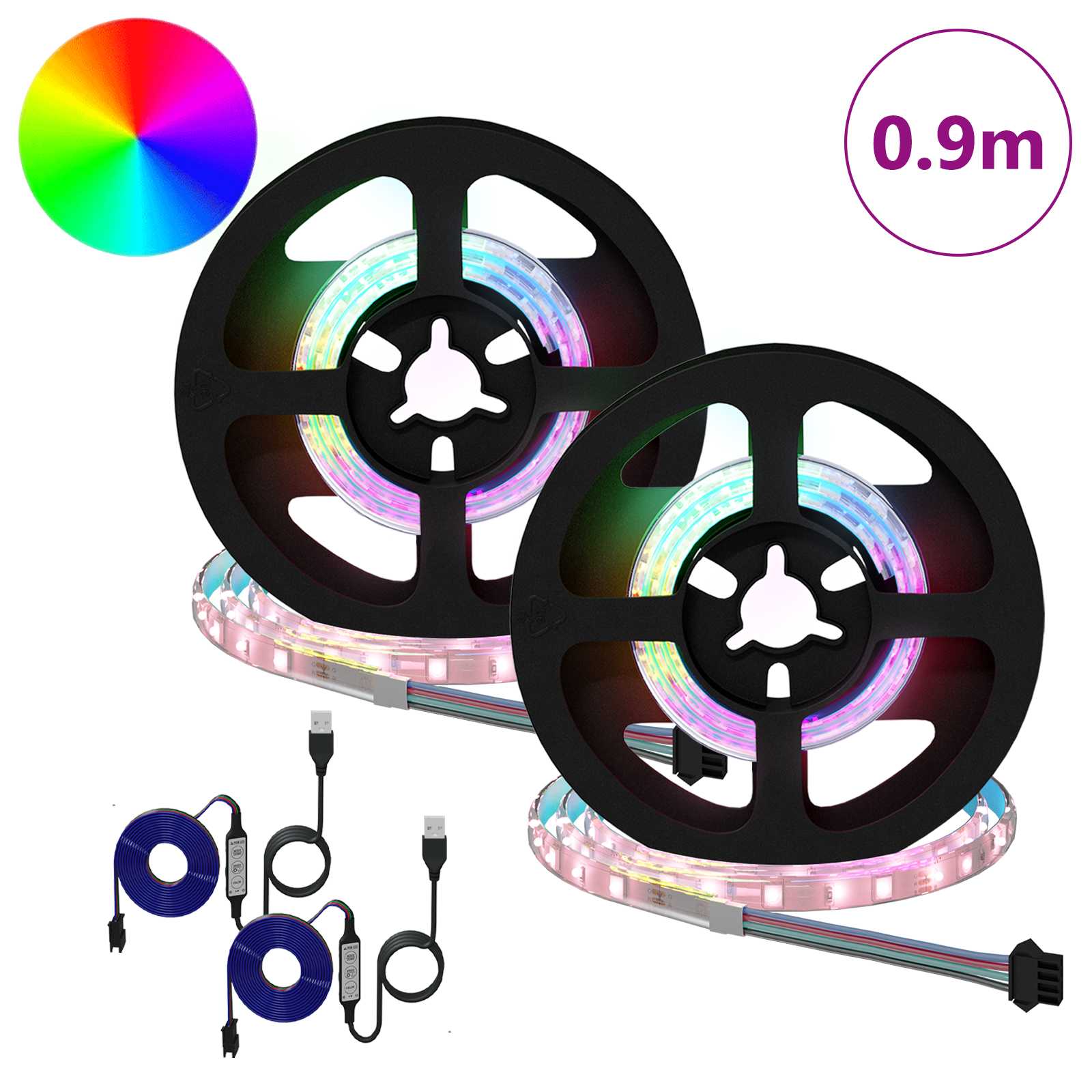 Vidaxl led-strip 2 pcs zwart en transparant 450 mm koper en kunststof