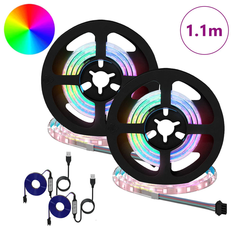 Vidaxl led-strip 2 st zwart en transparant koper en kunststof
