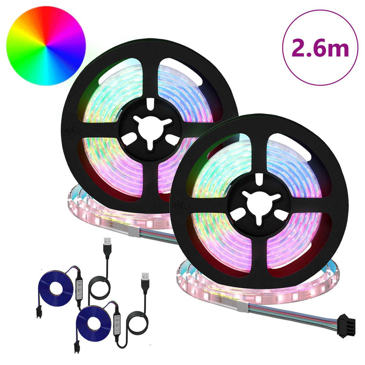 Vidaxl led-strip 2 st zwart en transparant koper en kunststof