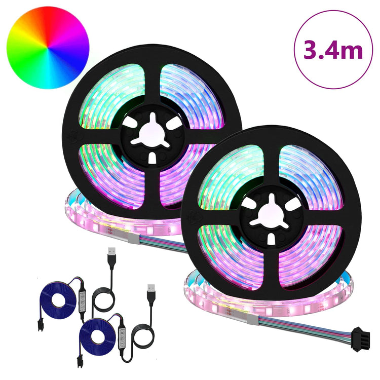 Vidaxl led-strip 2 st zwart en transparant koper en kunststof