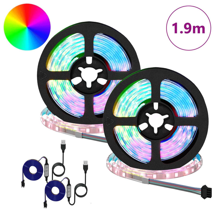 Vidaxl led-strip 2 st zwart en transparant koper en kunststof