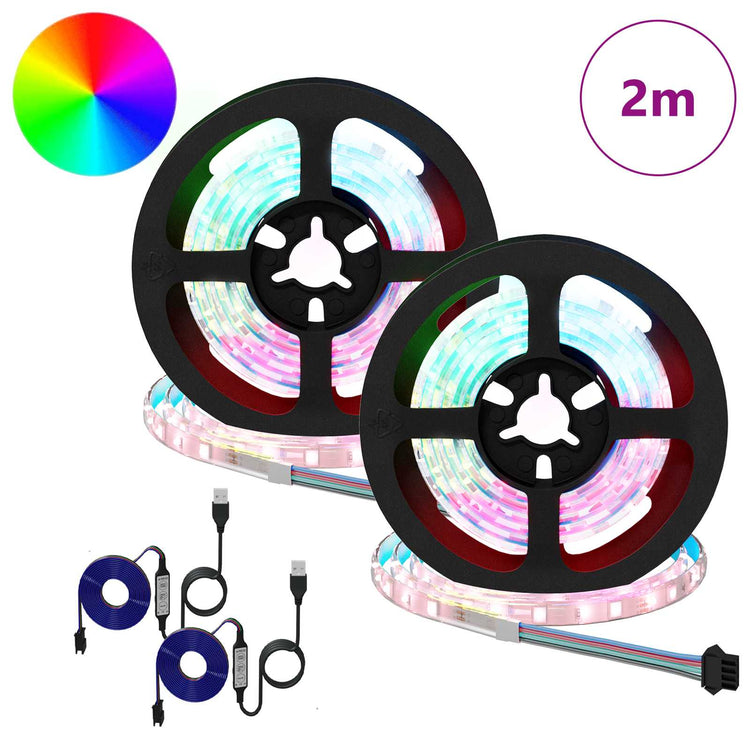 Vidaxl led-strip 2 st zwart en transparant koper en kunststof