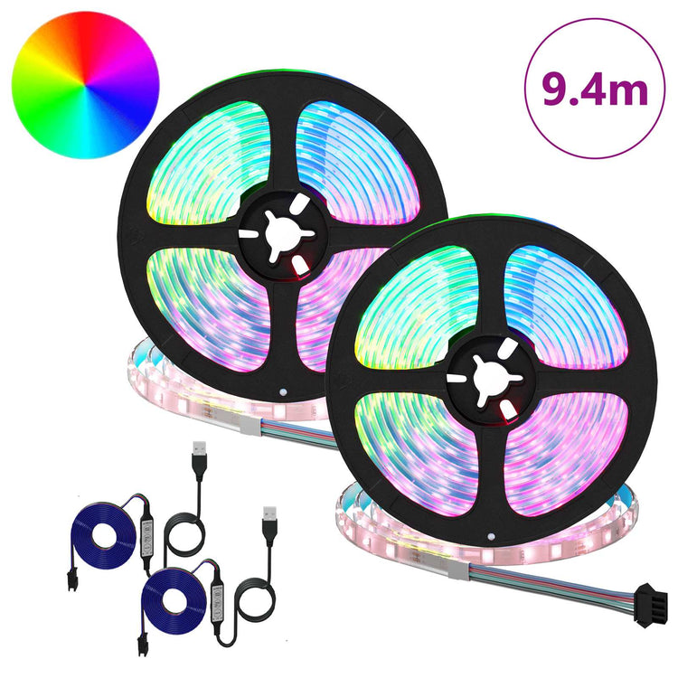 Vidaxl led-strip 2 st zwart en transparant koper en kunststof
