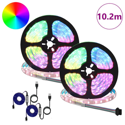 Vidaxl led-strip 2 pcs zwart en transparant 5100 mm koper en kunststof
