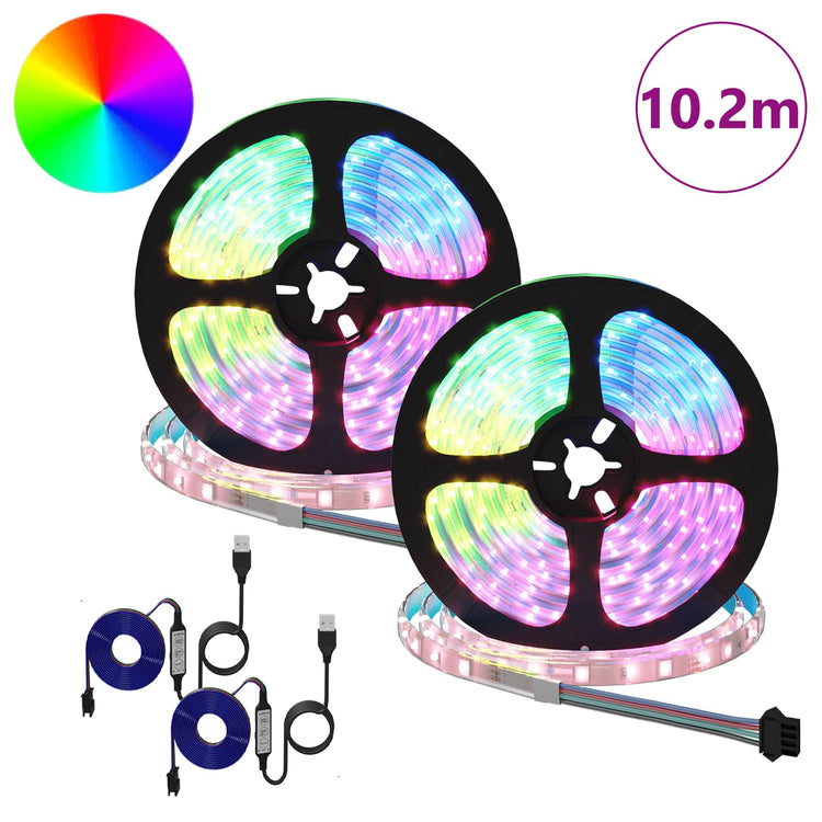Vidaxl led-strip 2 st zwart en transparant koper en kunststof
