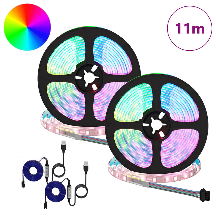 Vidaxl led-strip 2 st zwart en transparant koper en kunststof