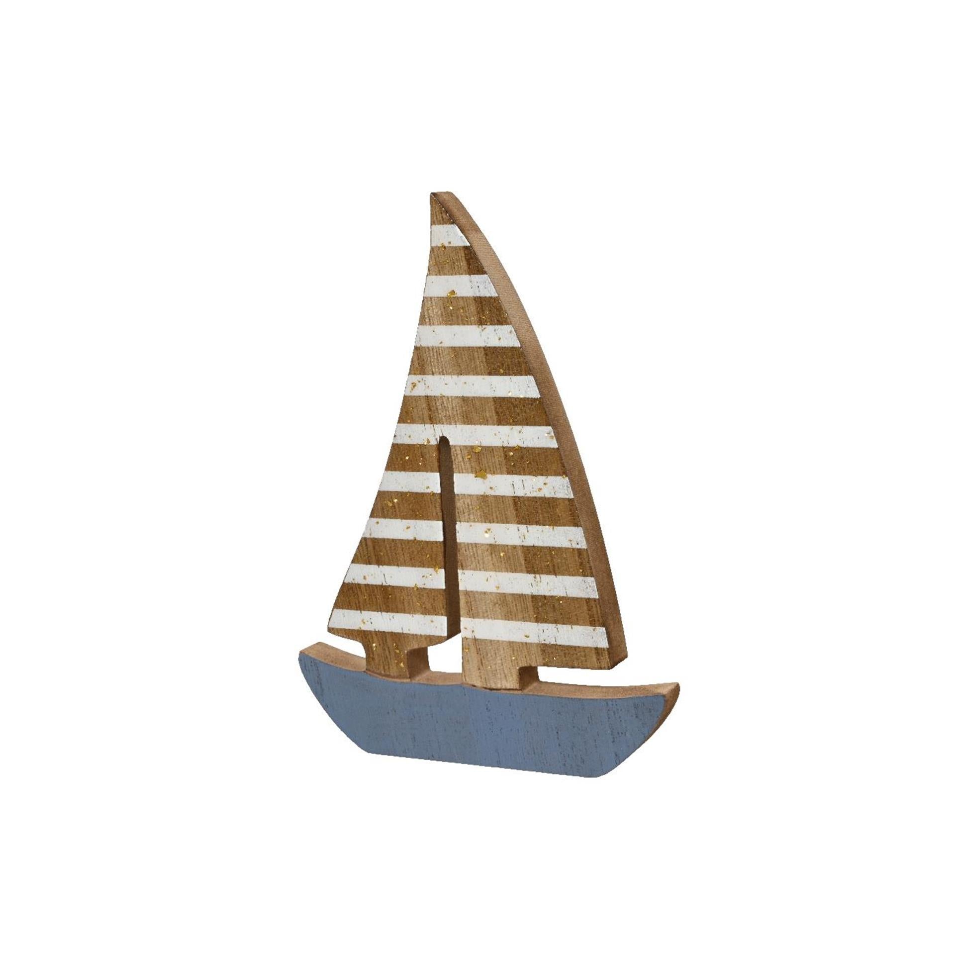 Decoris decoratie boot hout 1,5x13x18cm fsc 100%