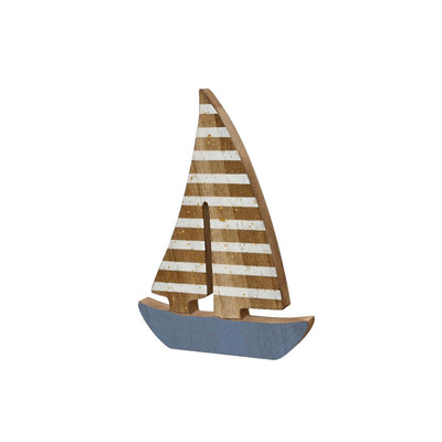 Decoris decoratie boot hout 1,5x13x18cm