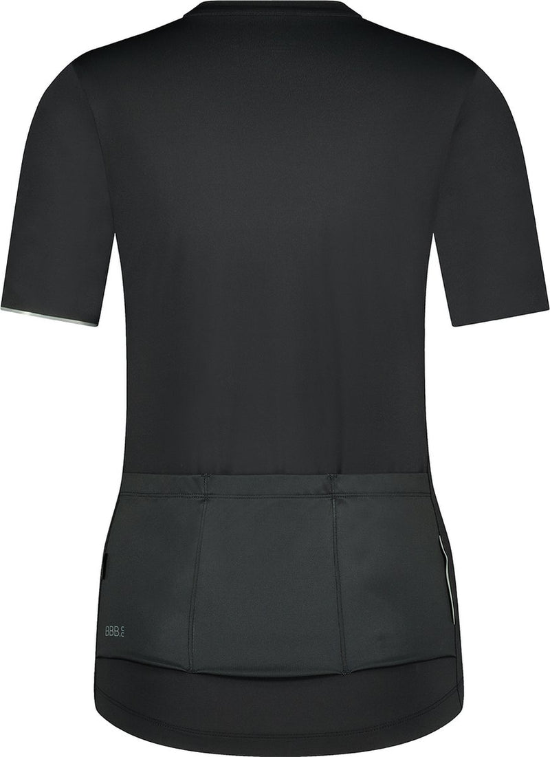 Bbb cycling donnaessence fietsshirt dames korte mouw - 15-25 °c - ademend mtb en wielrenshirt met 3 achterzakken - zwart