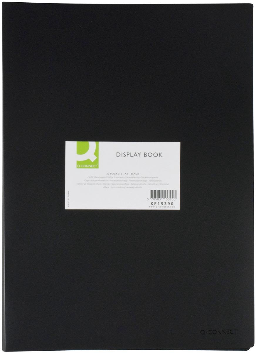 Q-connect showalbum, a3, 20 tassen, zwart