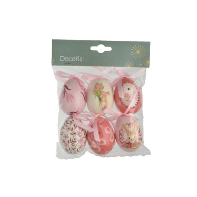 Decoris hangdecoratie ei foam ø4xh6cm 6 stuks in verpakking