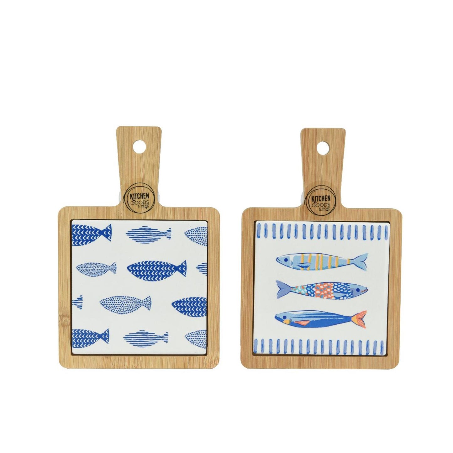 Decoris snijplank met vissen porselein 18x12x1cm
