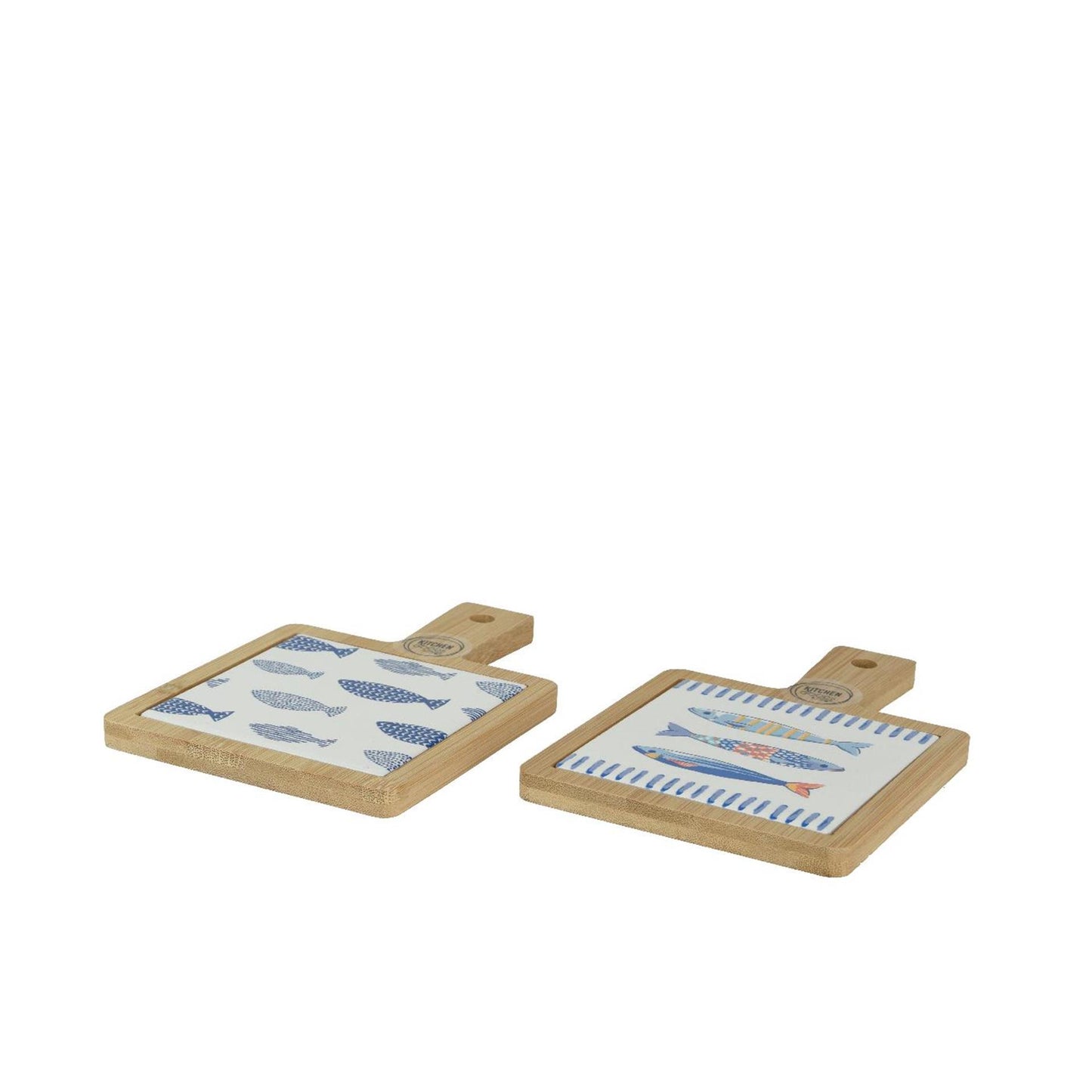 Decoris snijplank met vissen porselein 18x12x1cm