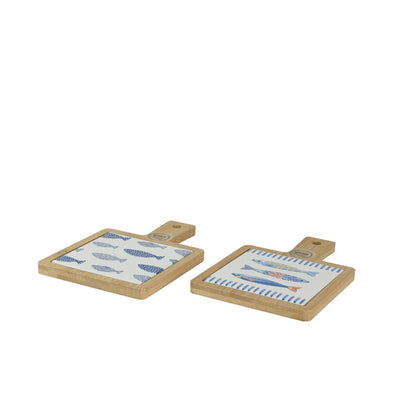 Decoris snijplank met vissen porselein 18x12x1cm
