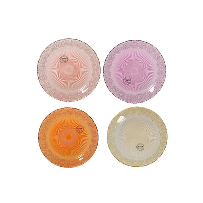 Decoris dinerbord glas ø25xh1,8cm 4 assorti
