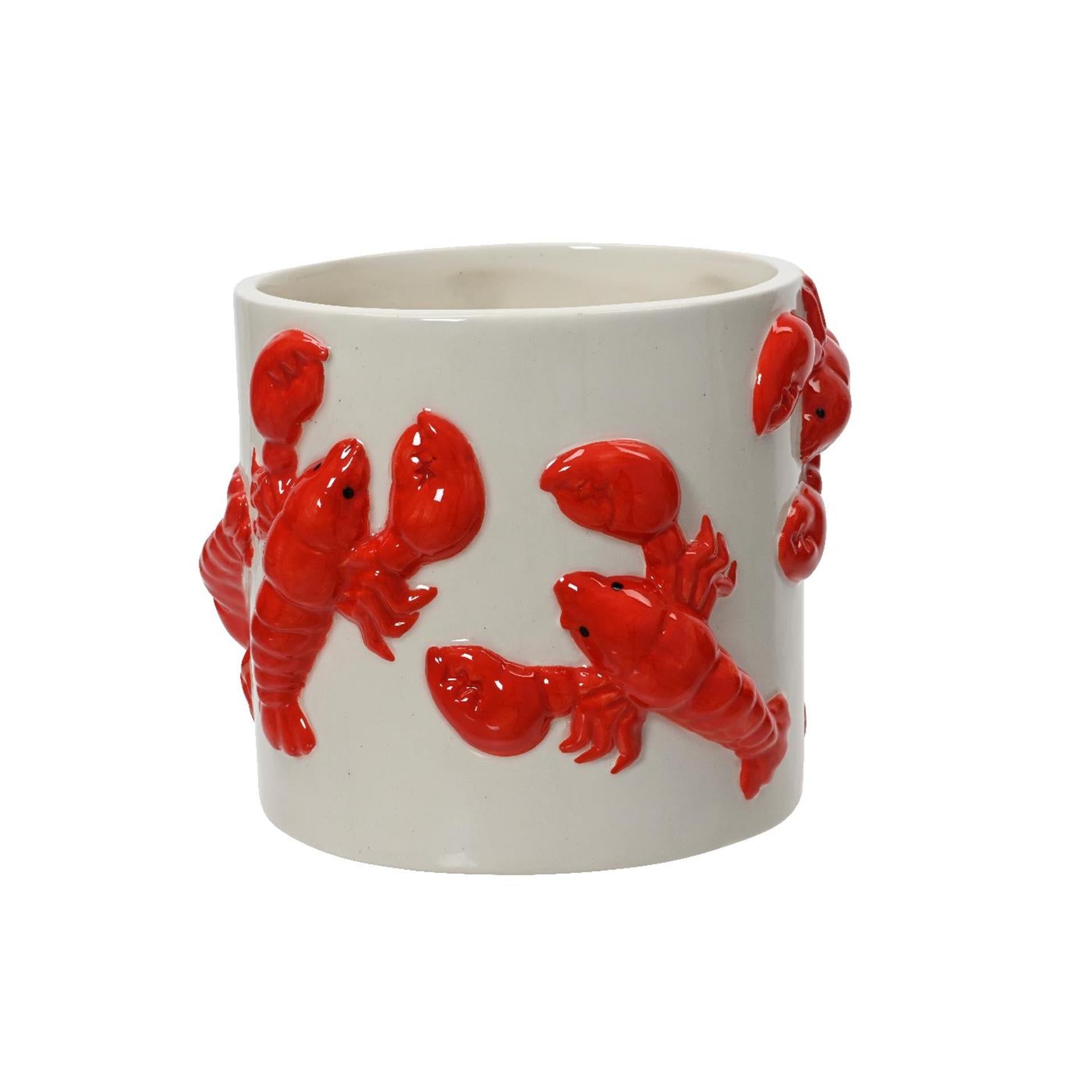 Decoris bloempot kreeft dolomiet ø13xh14,5cm