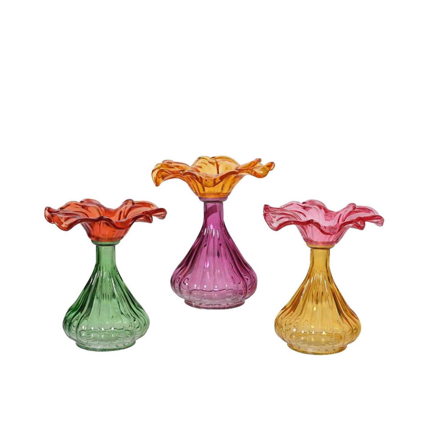 Decoris vaas bloem glas ø16,5xh19cm 3 assorti