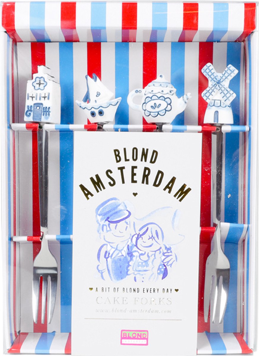Blond amsterdam , delfts blond: set cakevorkjes, 4 stuks