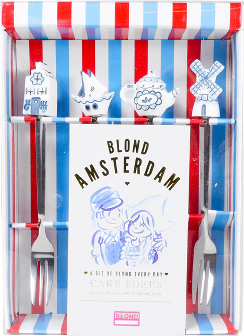 Blond amsterdam , delfts blond: set cakevorkjes, 4 stuks