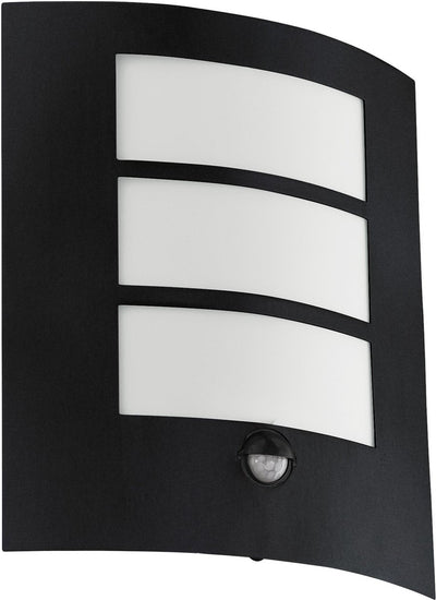 Eglo city wandlamp buiten - bewegingssensor - e27 - 26 cm - zwart wit