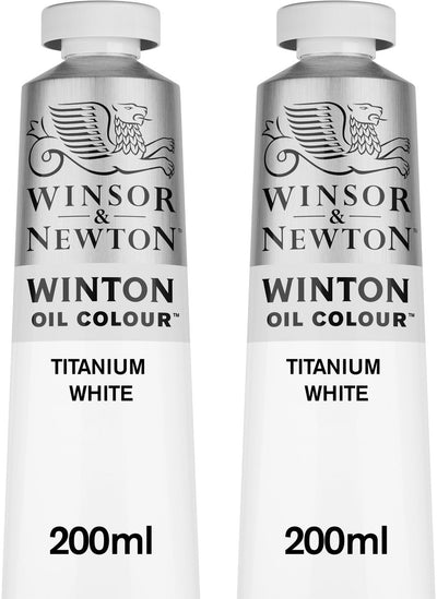 Winsor newton winton 1490699 olieverf set – titanium white – 2x 200 ml – hoogdekkende kunstenaarsverf – voor schilderkunst atelier