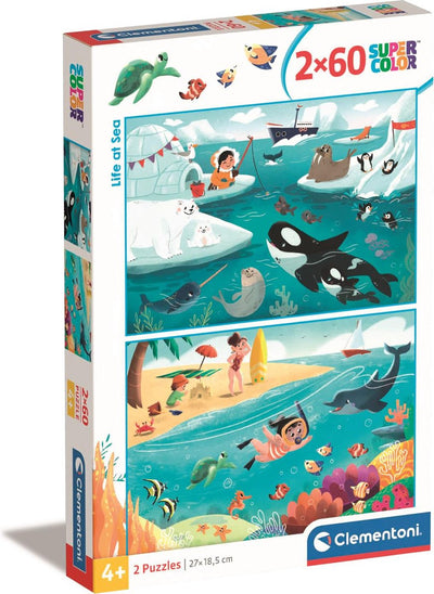 Clementoni legpuzzel super color life at sea, 2x60st.
