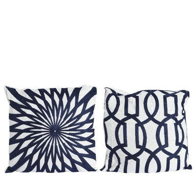 Decoris sierkussen 43x43cm blauw wit