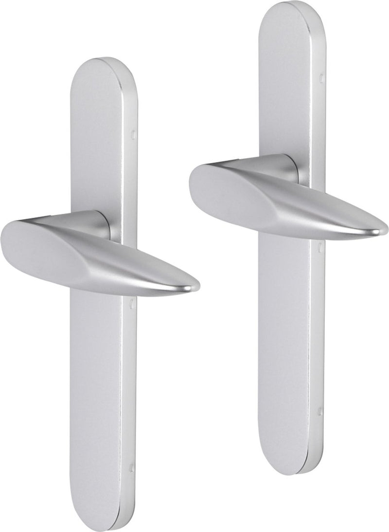 Impresso deurkruk - sutton - voor binnen - ovaal deurschild - aluminium - 2 stuks