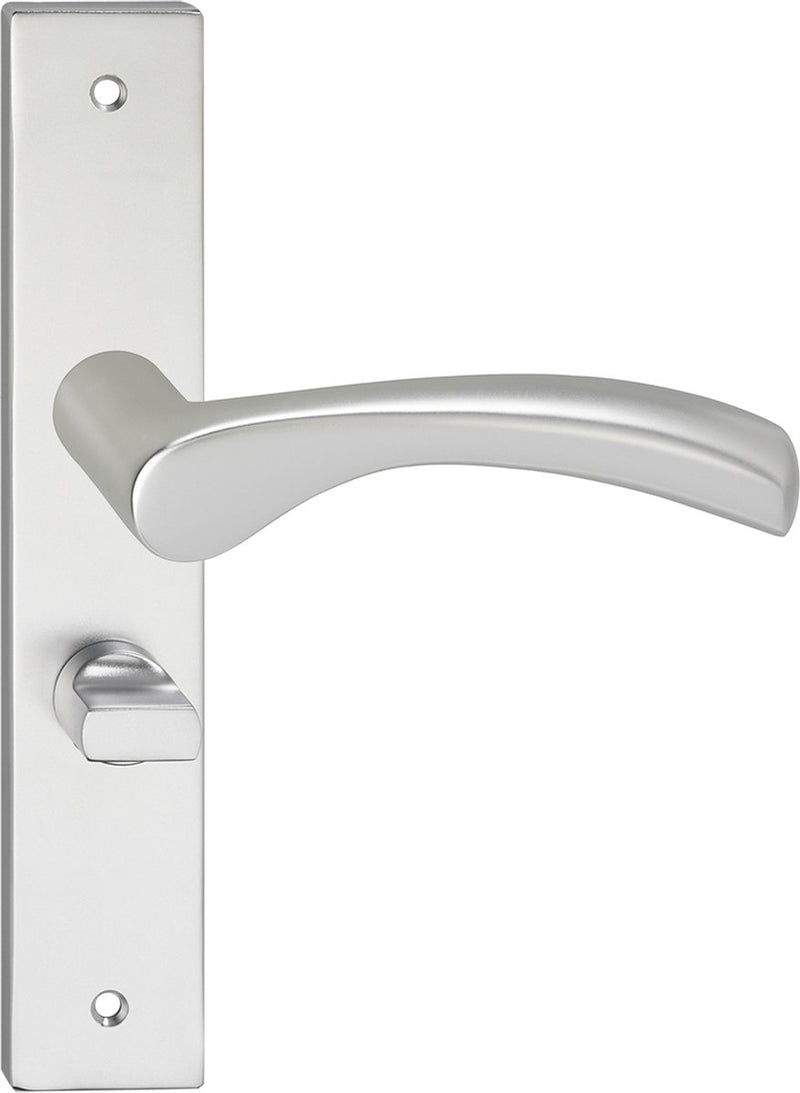 Impresso deurkruk - oxford - voor binnen - vierkant deurschild met schroeven en toiletsluiting - aluminium - 2 stuks