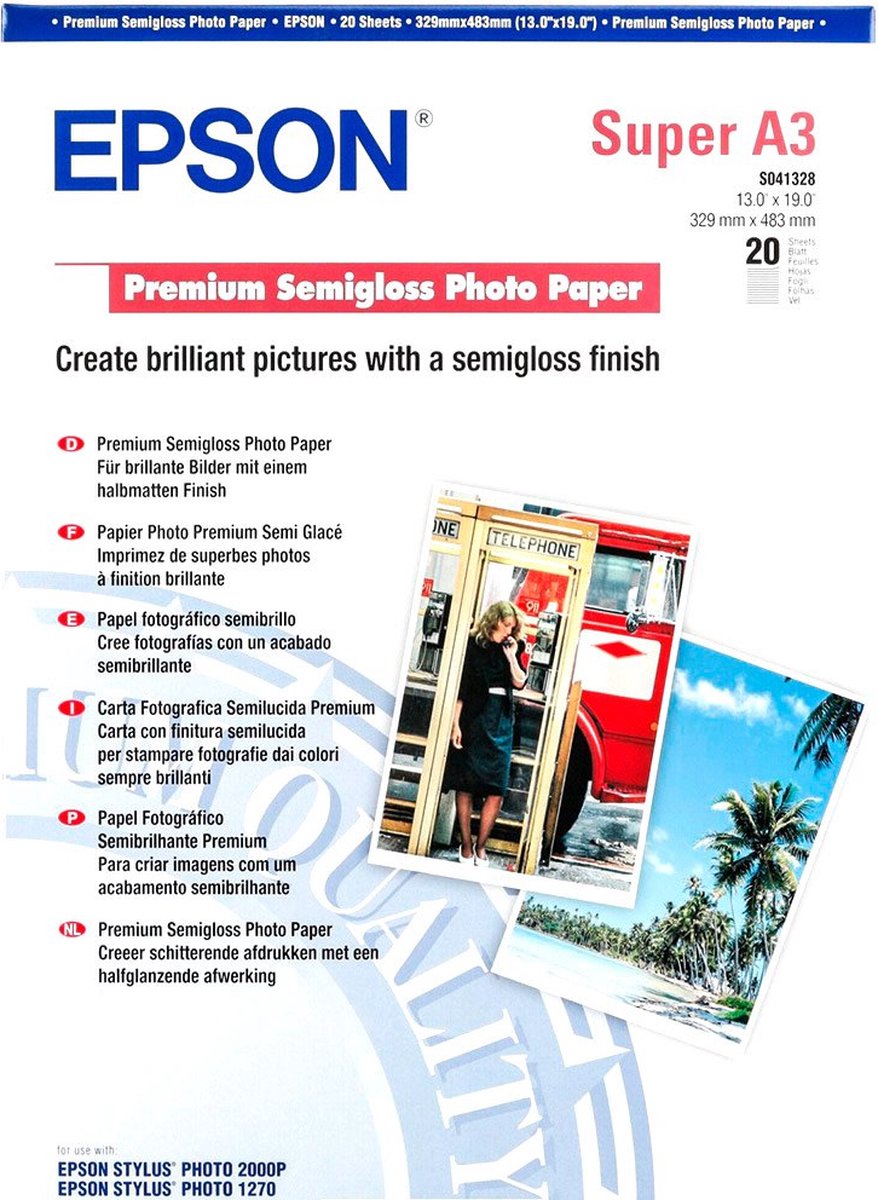 Epson s041328 papier - a3+ 20 vellen semi glans