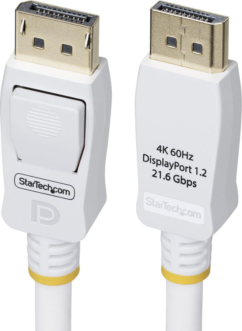 Startech .com 1,8m vesa gecertificeerde displayport 1.2 kabel, wit, 4k 60hz, vergrendelbare dp connectors, dp 1.2 kabel