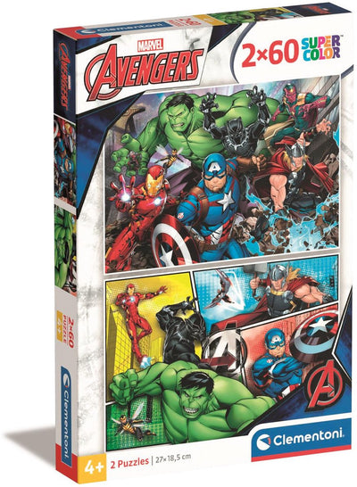 Clementoni - puzzel - 2x60 stukjes - marvel avengers - puzzel voor kinderen - vanaf 5 jaar