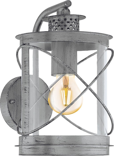 Eglo hilburn 1 wandlamp buiten - e27 - 28 cm - zilver antiek