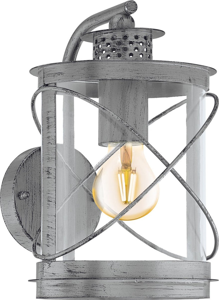 Eglo hilburn 1 wandlamp buiten - e27 - 28 cm - zilver antiek