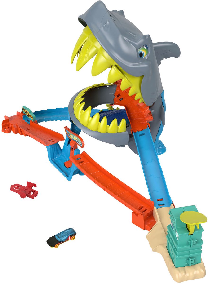 Hot wheels city haaienstrand speelset en metalen speelgoedauto