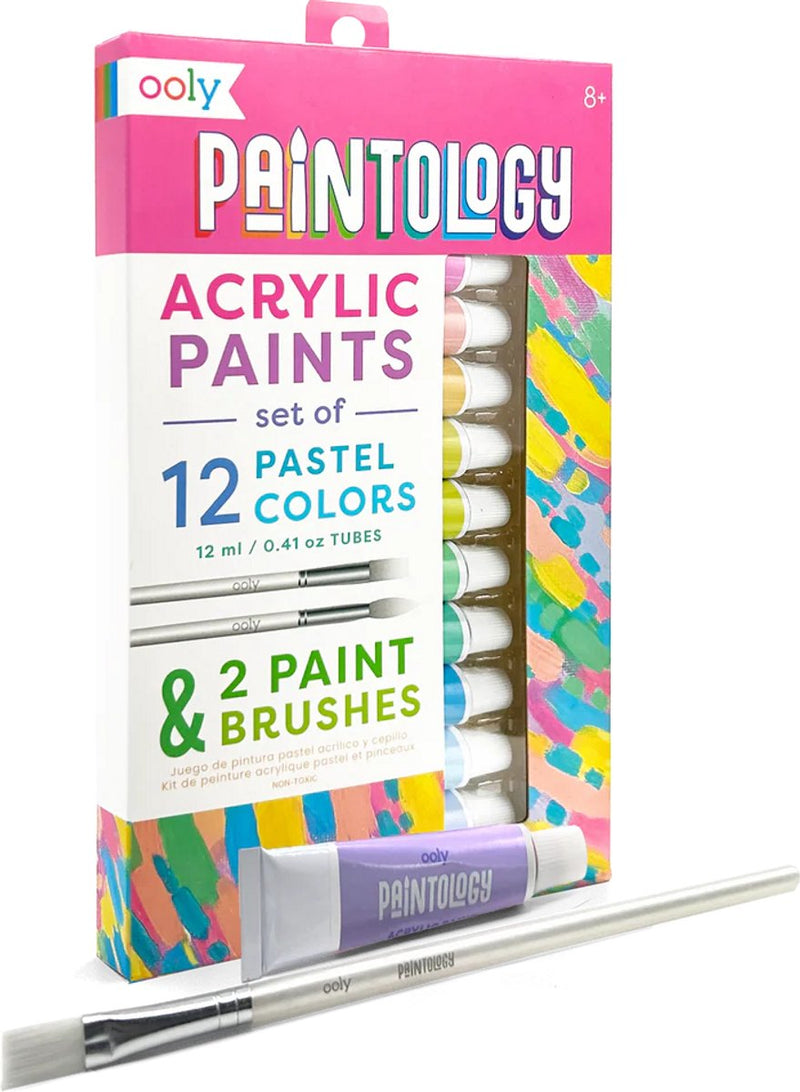 Ooly - paintology - acrylverf set - pastelkleuren - 2 penselen