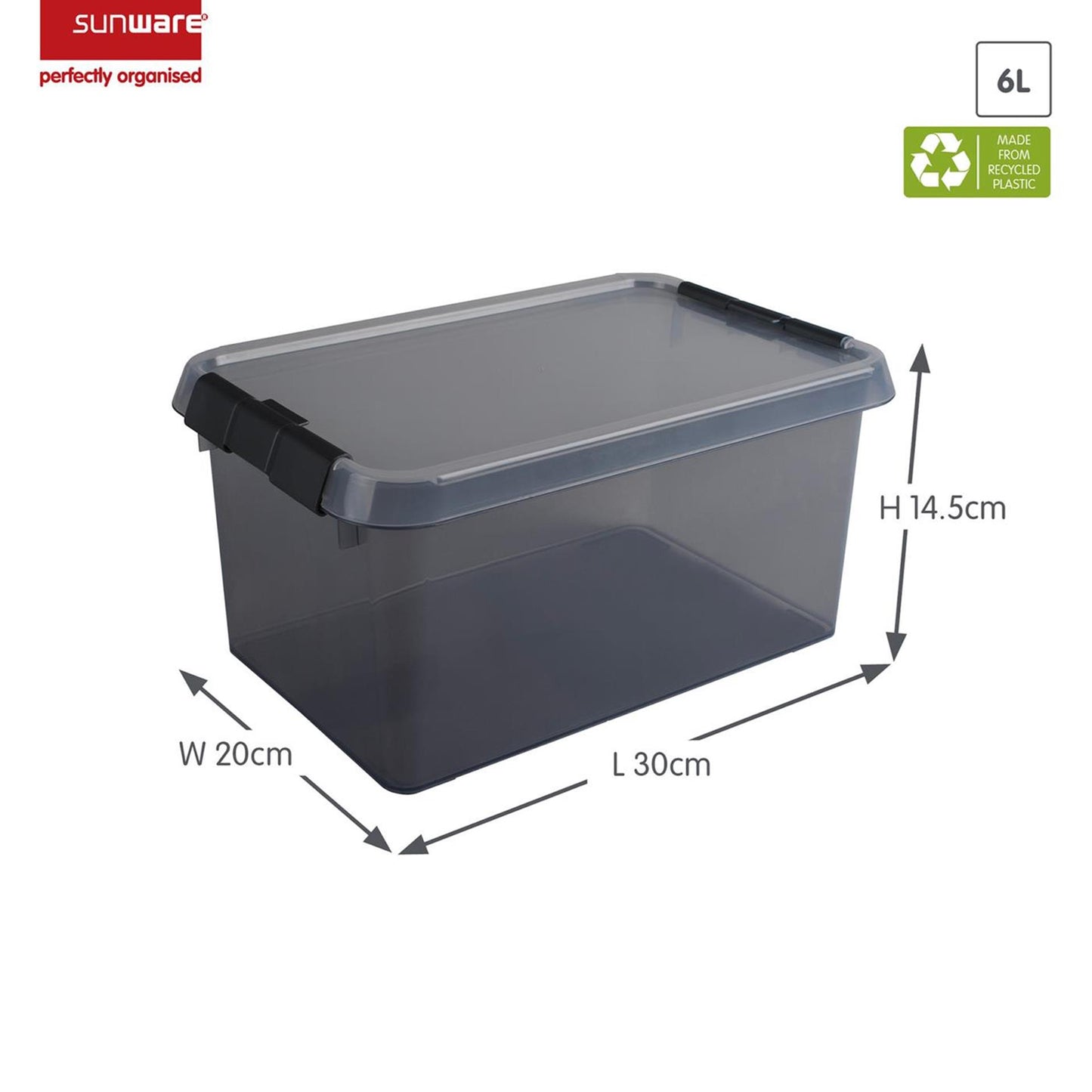 Sunware comfort line opbergbox 6l met deksel transparant grijs
