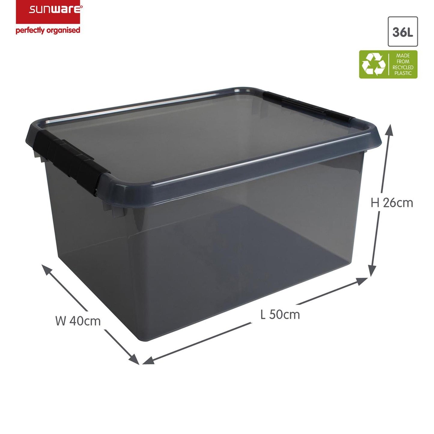 Sunware comfort line opbergbox 36l met deksel transparant grijs