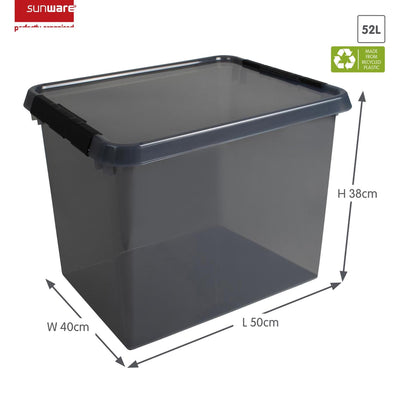 Sunware comfort line opbergbox 52l met deksel transparant grijs