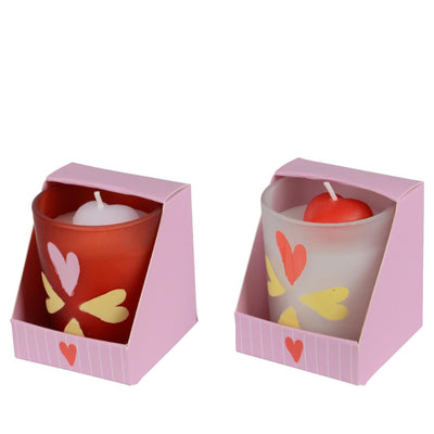 Decoris kaars in glas h6.8cm hart
