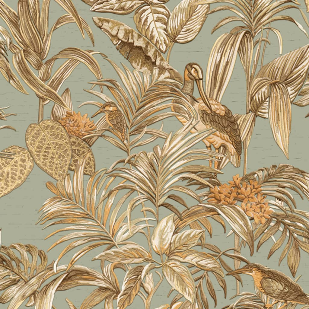 Dutch wallcoverings behang bird-of-paradise groenblauw