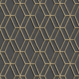 Dutch wallcoverings behang hexagonal zwart en goudkleurig - afbeelding 2