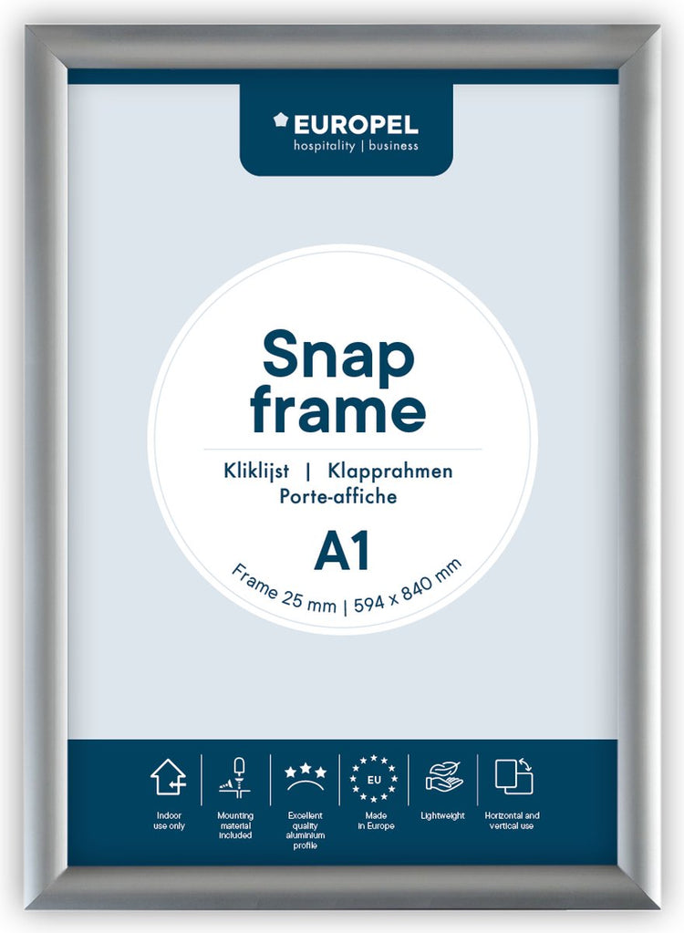 Europel kliklijst – posterlijst – a1 – 59,4 x 84 cm – 25mm – aluminium – zilver