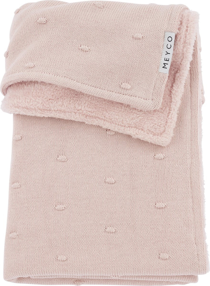Meyco baby mini knots teddy wiegdeken - soft pink - 75x100cm - 2.0 tog