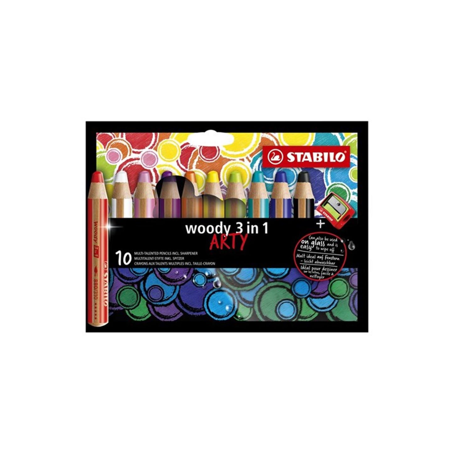 Abi stlo woody 3 in 1 arty kleurpotloden etui a 10 stuks + slijper