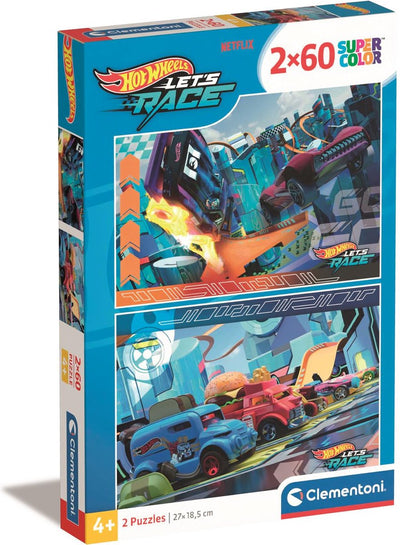 Clementoni legpuzzel super color hot wheels, 2x60st.