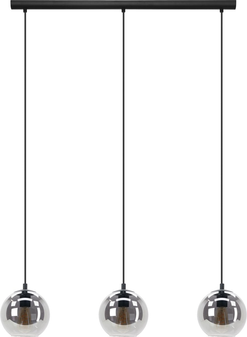 Eglo ariscani hanglamp - e27 - 76,5 cm - zwart - rookglas
