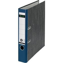 Ordner leitz 1050 karton papier 5,2cm blauw duimgat rugetiket schutblad