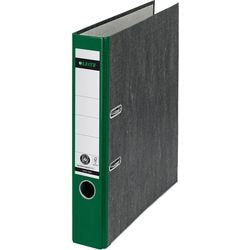 Ordner leitz 1050 karton papier 5,2cm groen duimgat rugetiket schutblad