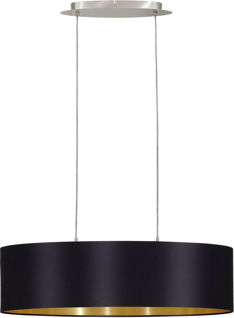 Eglo maserlo - hanglamp - 2 lichts - lengte 78cm - nikkel-mat - zwart, goud